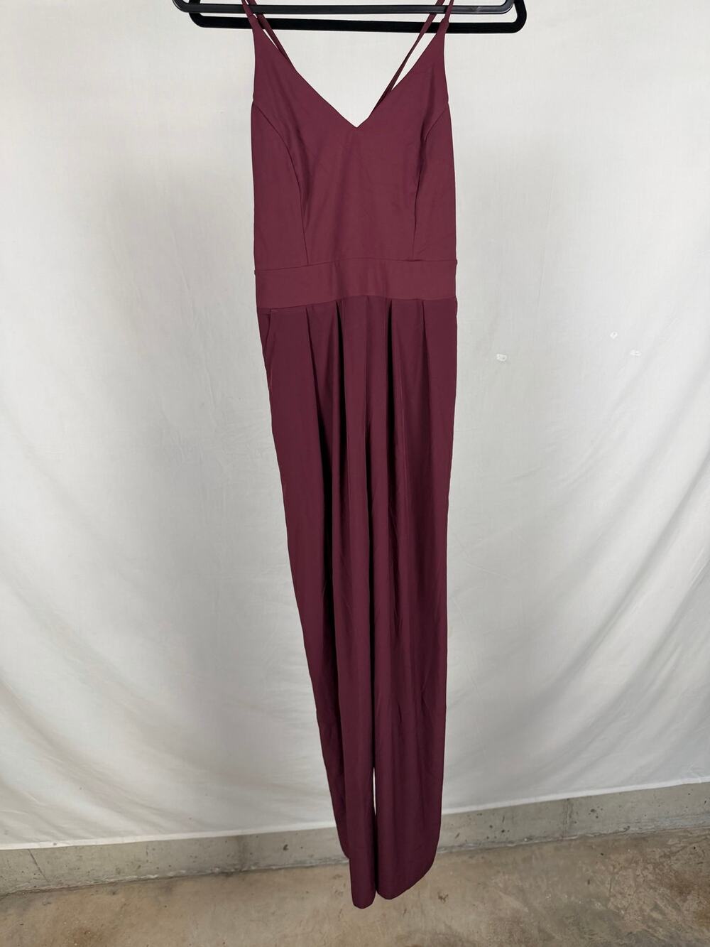 Halara Burgundy Cami Jumpsuit Side Zip Wide Leg Romper Dress Pants Size M